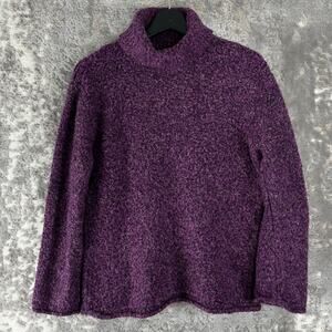 Alps Size L Mock Neck Roll Hem Sweater Purple Long Sleeve Outdoor Wool Blend